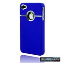 Deluxe Blue Case Cover With Chrome For iPhone 4 4G 4S