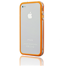 Orange-Clear Bumper Frame TPU Silicone Case for iPhone 4S 4G with Side Button 