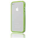 Green-Clear Bumper Frame TPU Silicone Case for iPhone 4S 4G with Side Button 