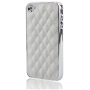 New White Deluxe Leather Chrome Case Cover for iPhone 4 4G 4S with Xmas Gift Box