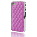 New Pink Deluxe Leather Chrome Case Cover for iPhone 4 4G 4S with Retail Xmas Gift Box