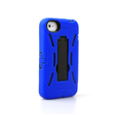 For iPhone 4 4S Impact Hard Rubber Case Phone Cover with Kick Stand blue