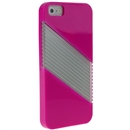 Pink Soft Silicone with Hard Clear Diagonal  Case Cover for iPhone 5 5G New