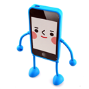 New Blue Cute 3D Silicone Robot Stand Case Cover for iPhone 4 4S